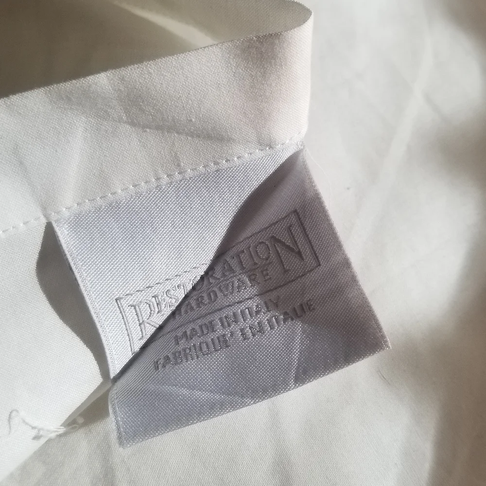 RESTORATION HARDWARE LUMBAR SHAM Italian tipped stitch white gray nwot